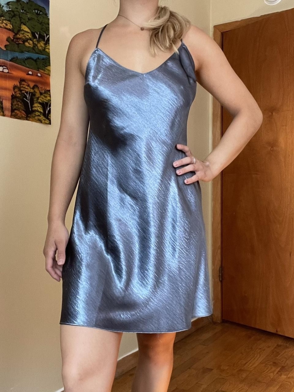 Victoria's Secret Shimmery Blus-Gray Slip Dress Sz XL